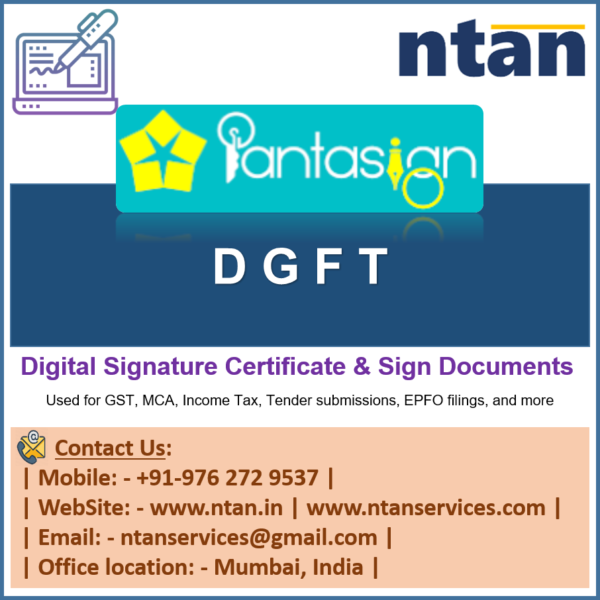 Pantasign Digital Signature Certificate DGFT (Organization) With Token